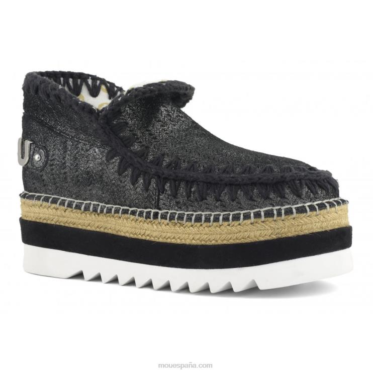 mujer microglitter perforado de yute esquimal Mou NN6RX215 negro micropurpurina