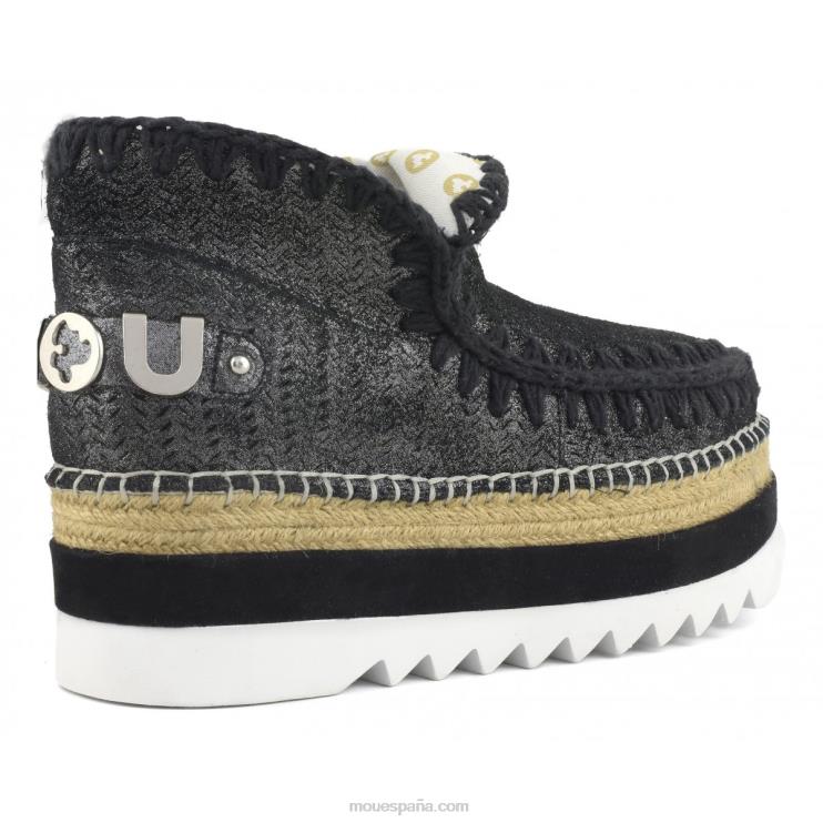 mujer microglitter perforado de yute esquimal Mou NN6RX215 negro micropurpurina