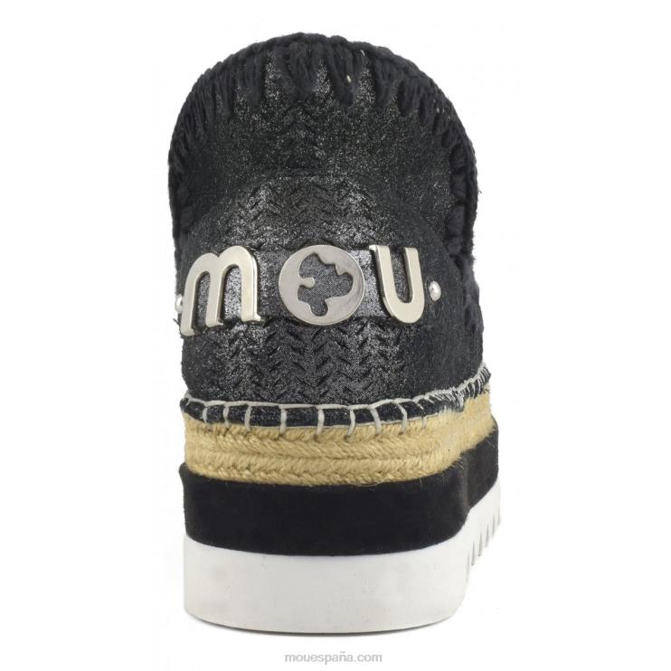 mujer microglitter perforado de yute esquimal Mou NN6RX215 negro micropurpurina