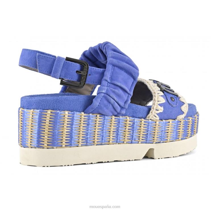 mujer Parte superior japonesa de dos bandas de ante y rafia. Mou NN6RX189 azules