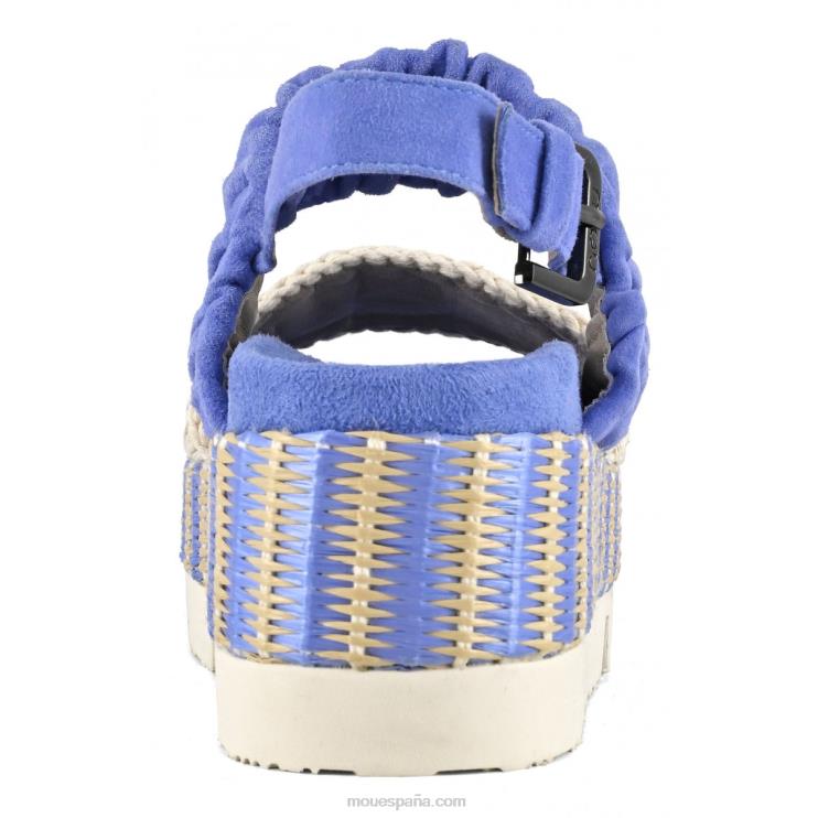 mujer Parte superior japonesa de dos bandas de ante y rafia. Mou NN6RX189 azules