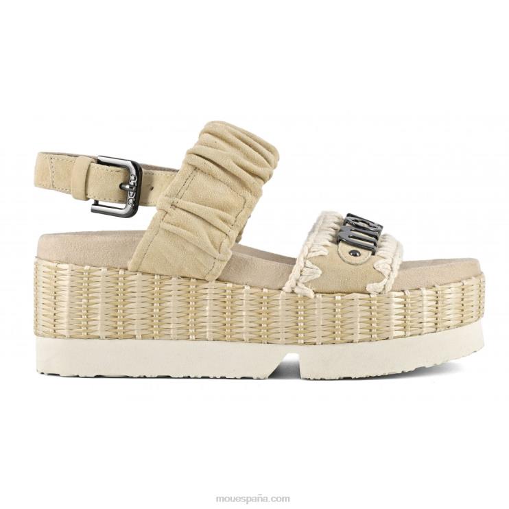 mujer Parte superior japonesa de dos bandas de ante y rafia. Mou NN6RX190 trigo