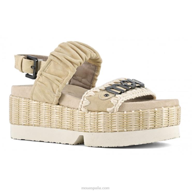 mujer Parte superior japonesa de dos bandas de ante y rafia. Mou NN6RX190 trigo