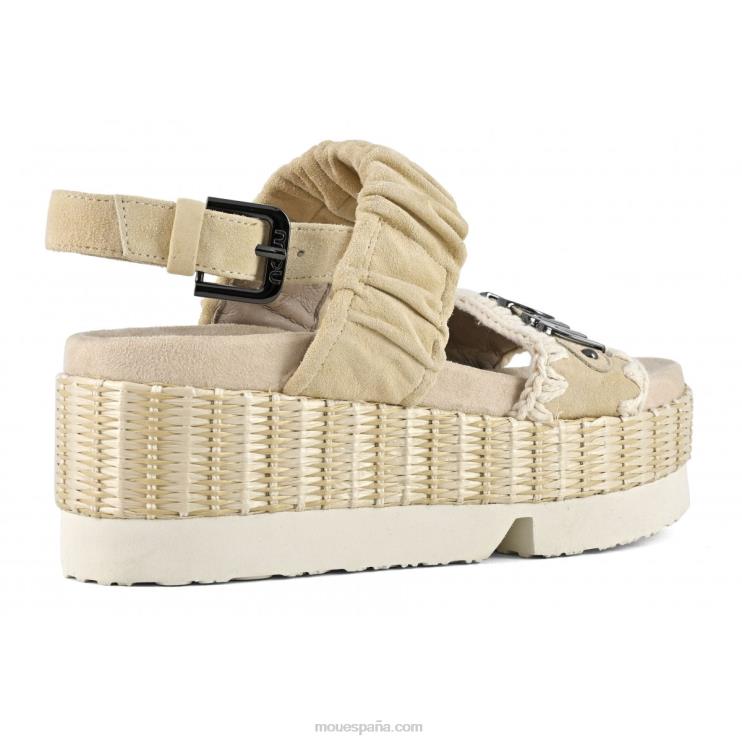 mujer Parte superior japonesa de dos bandas de ante y rafia. Mou NN6RX190 trigo