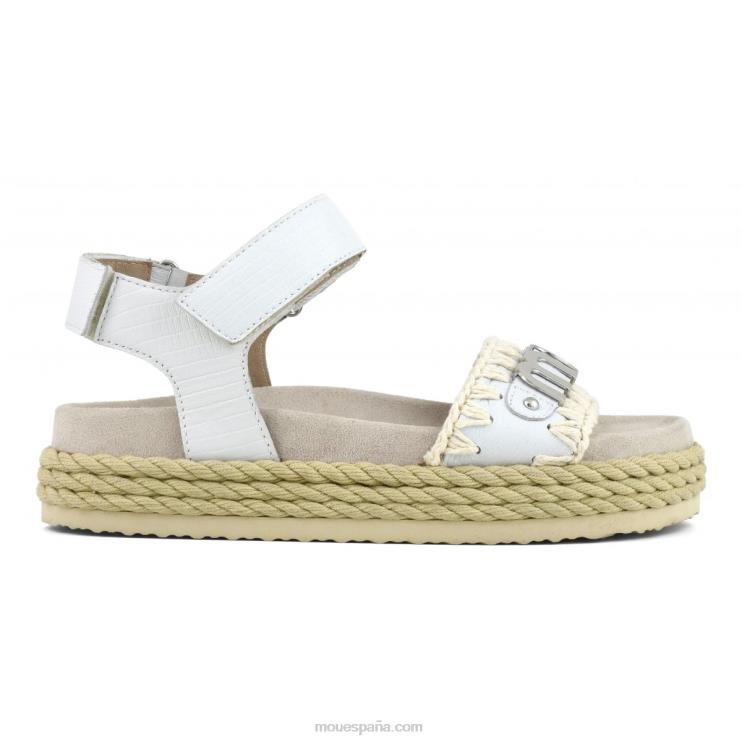 mujer correa de sandalia de cuerda bio Mou NN6RX136 lagarto blanco
