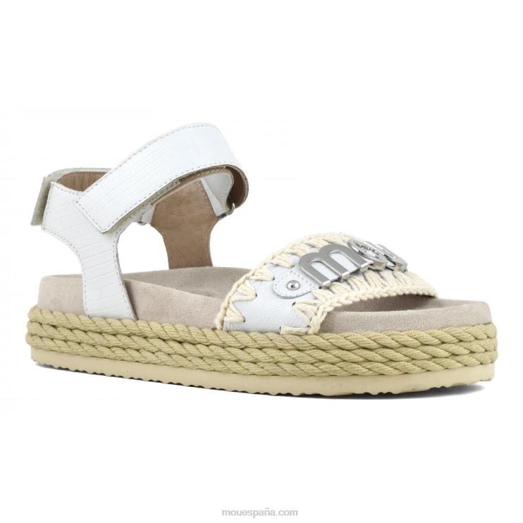 mujer correa de sandalia de cuerda bio Mou NN6RX136 lagarto blanco