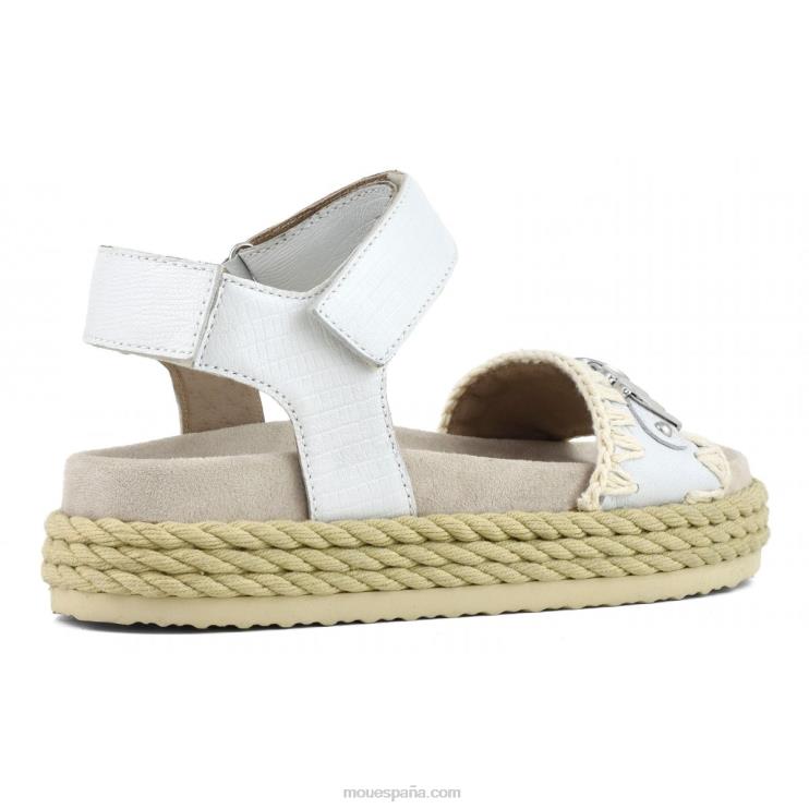 mujer correa de sandalia de cuerda bio Mou NN6RX136 lagarto blanco