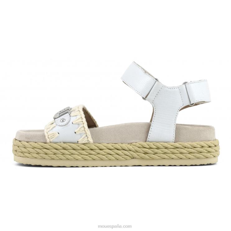 mujer correa de sandalia de cuerda bio Mou NN6RX136 lagarto blanco