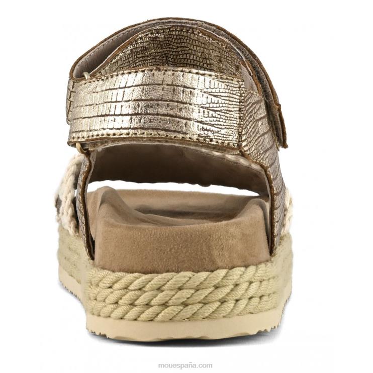 mujer correa de sandalia de cuerda bio Mou NN6RX137 lagarto metalico dorado