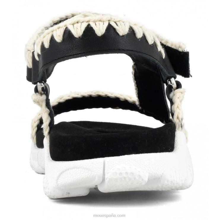 mujer correa trasera de sandalia deportiva Mou NN6RX198 blanco negro