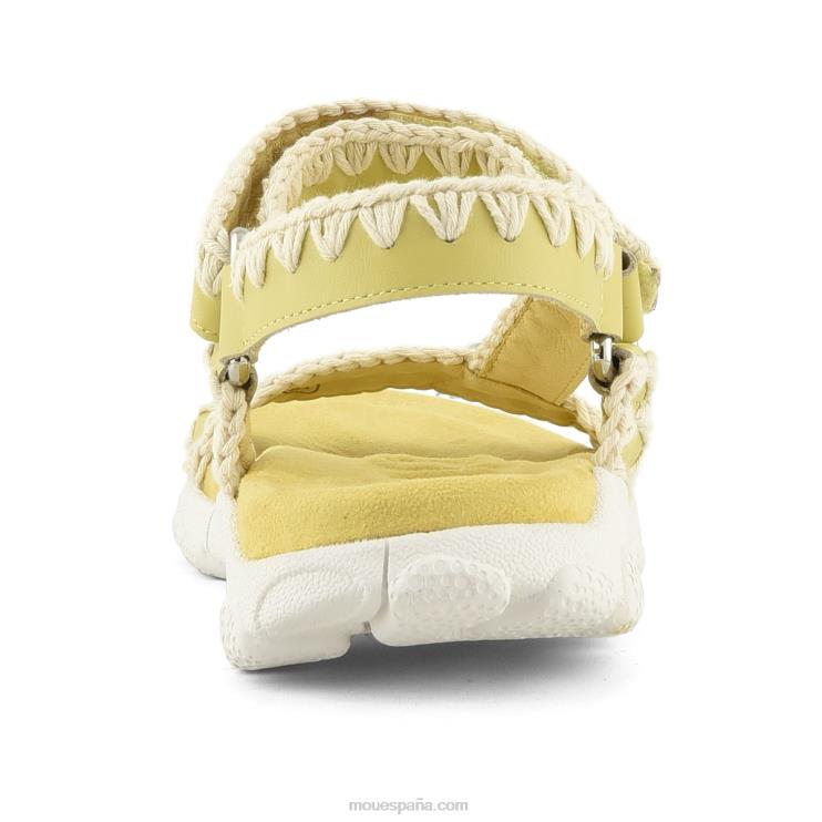 mujer correa trasera de sandalia deportiva Mou NN6RX199 amarillo