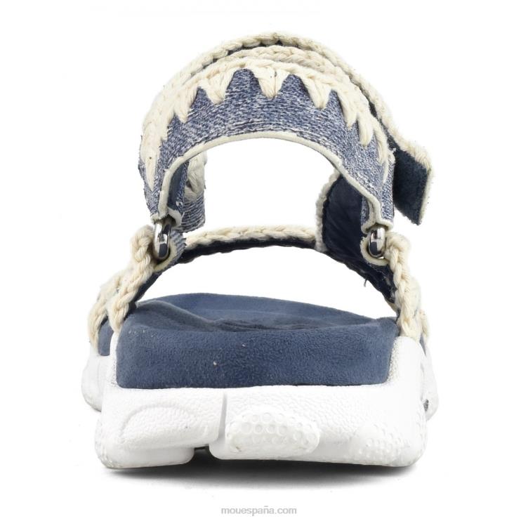 mujer correa trasera de sandalia deportiva Mou NN6RX201 mezclilla de cuero lavado