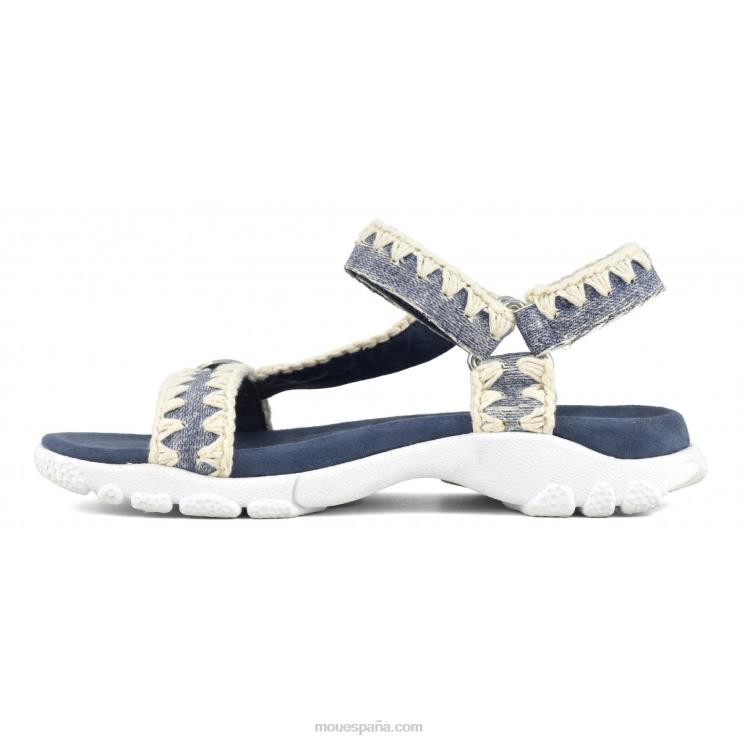 mujer correa trasera de sandalia deportiva Mou NN6RX201 mezclilla de cuero lavado