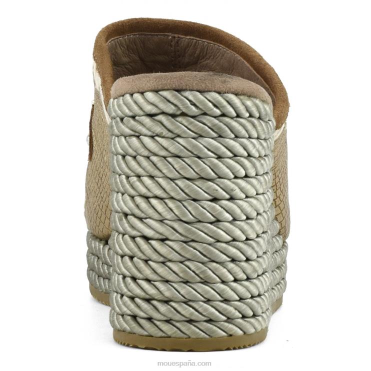 mujer cuña de cuerda Mou NN6RX208 lagarto metalico dorado