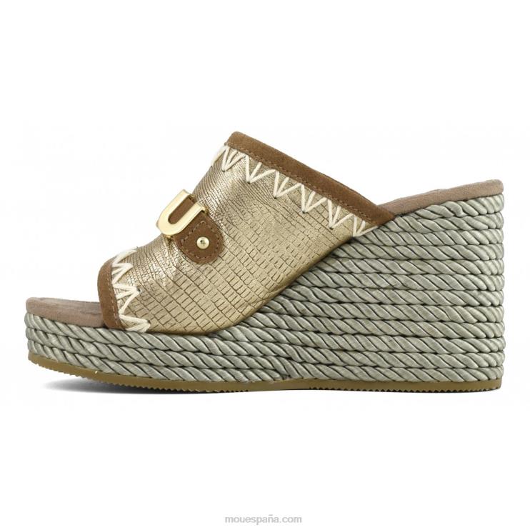 mujer cuña de cuerda Mou NN6RX208 lagarto metalico dorado