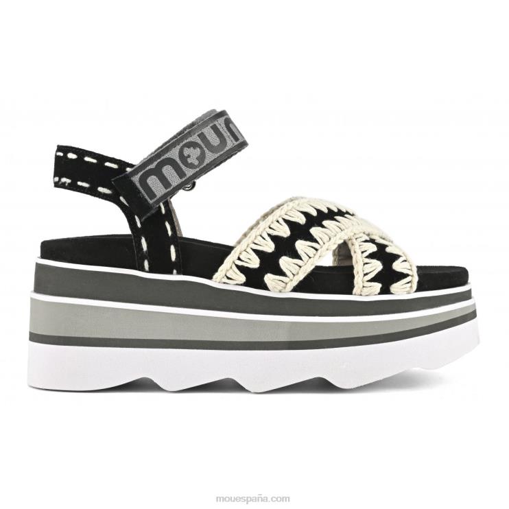 mujer cuña de eva entrecruzada Mou NN6RX173 negro