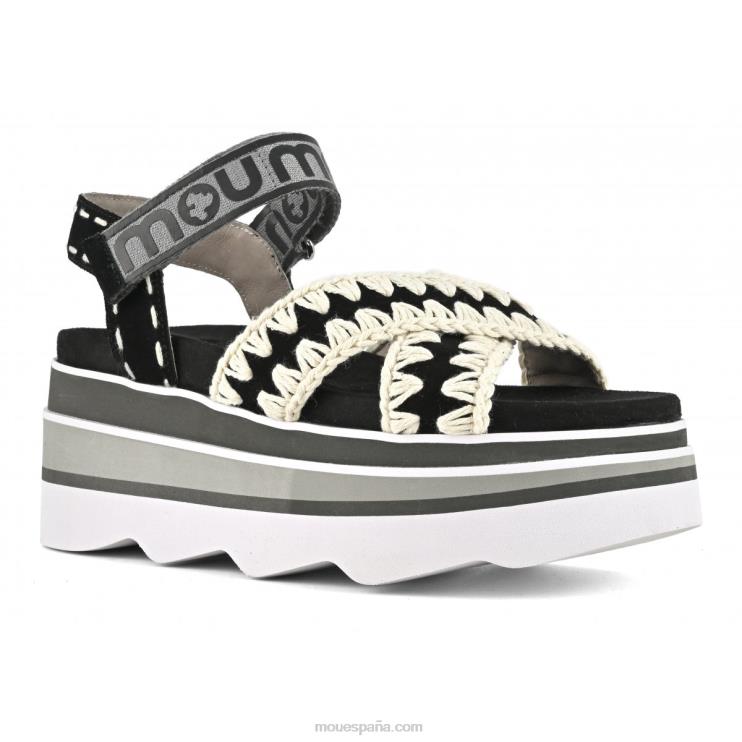 mujer cuña de eva entrecruzada Mou NN6RX173 negro