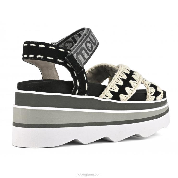 mujer cuña de eva entrecruzada Mou NN6RX173 negro