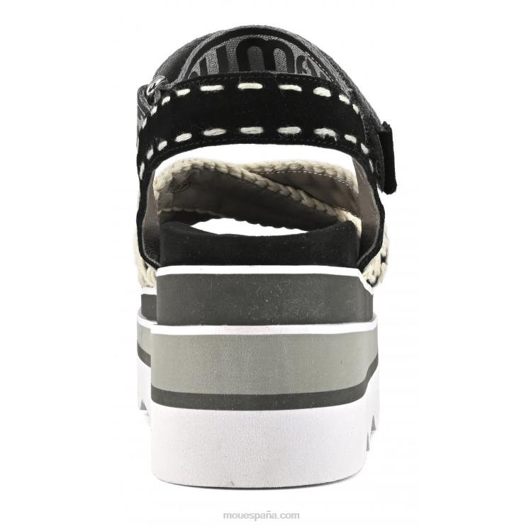 mujer cuña de eva entrecruzada Mou NN6RX173 negro