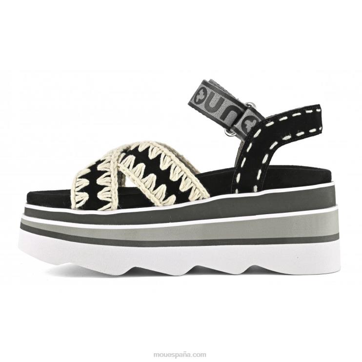 mujer cuña de eva entrecruzada Mou NN6RX173 negro