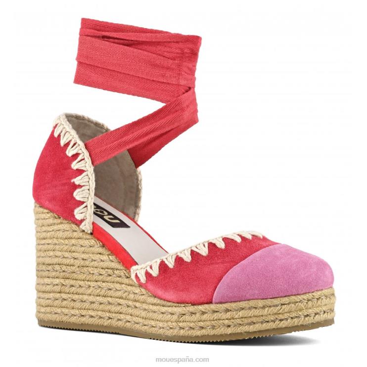 mujer cuña de yute con cordones Mou NN6RX209 rojo