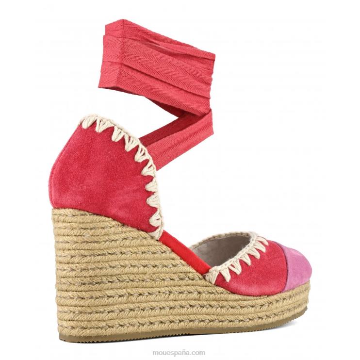 mujer cuña de yute con cordones Mou NN6RX209 rojo