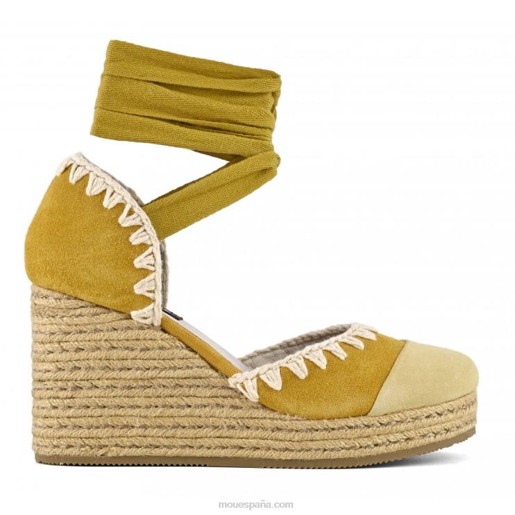 mujer cuña de yute con cordones Mou NN6RX210 amarillo