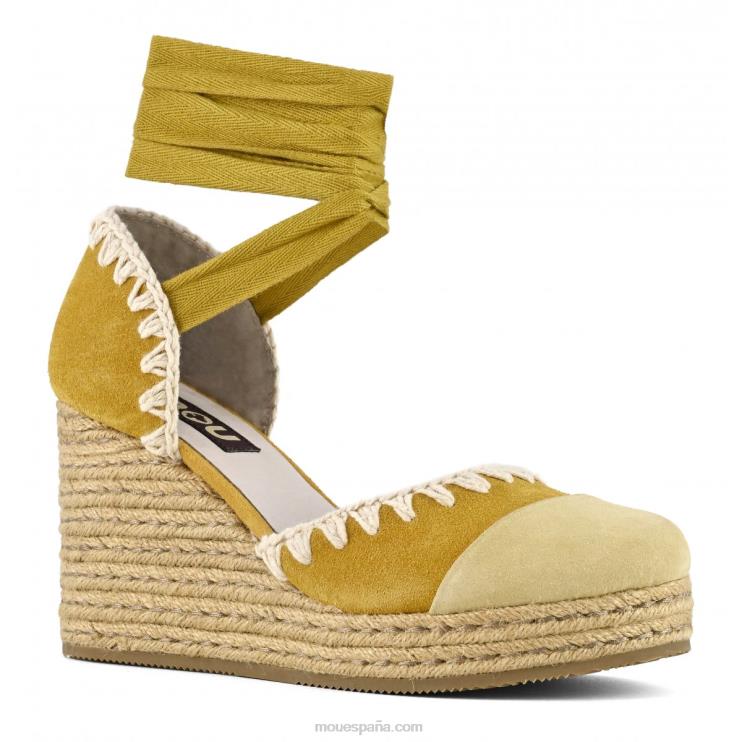 mujer cuña de yute con cordones Mou NN6RX210 amarillo