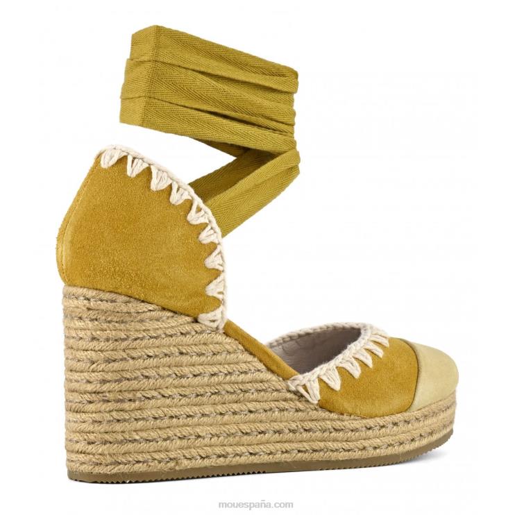 mujer cuña de yute con cordones Mou NN6RX210 amarillo
