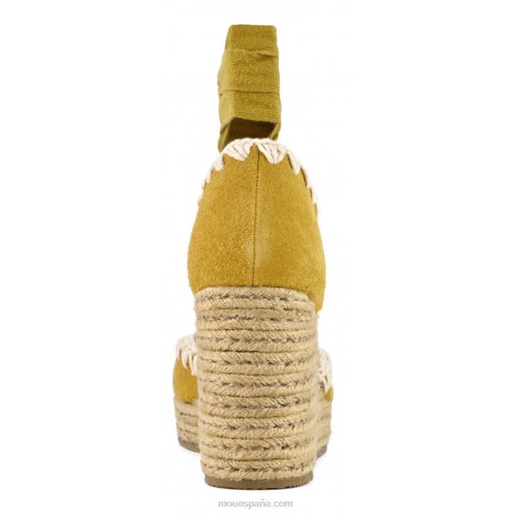 mujer cuña de yute con cordones Mou NN6RX210 amarillo