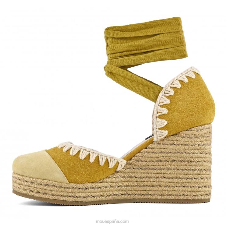 mujer cuña de yute con cordones Mou NN6RX210 amarillo