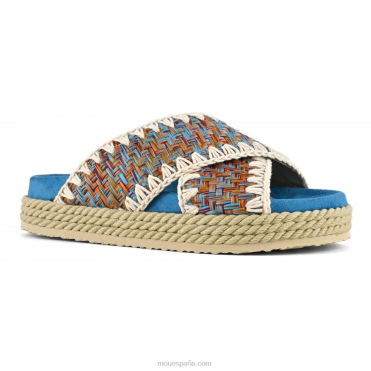 mujer cuerda bio sandalia textil criss cross Mou NN6RX129 multicolor