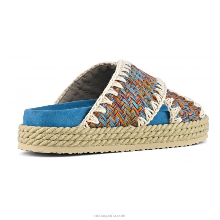 mujer cuerda bio sandalia textil criss cross Mou NN6RX129 multicolor