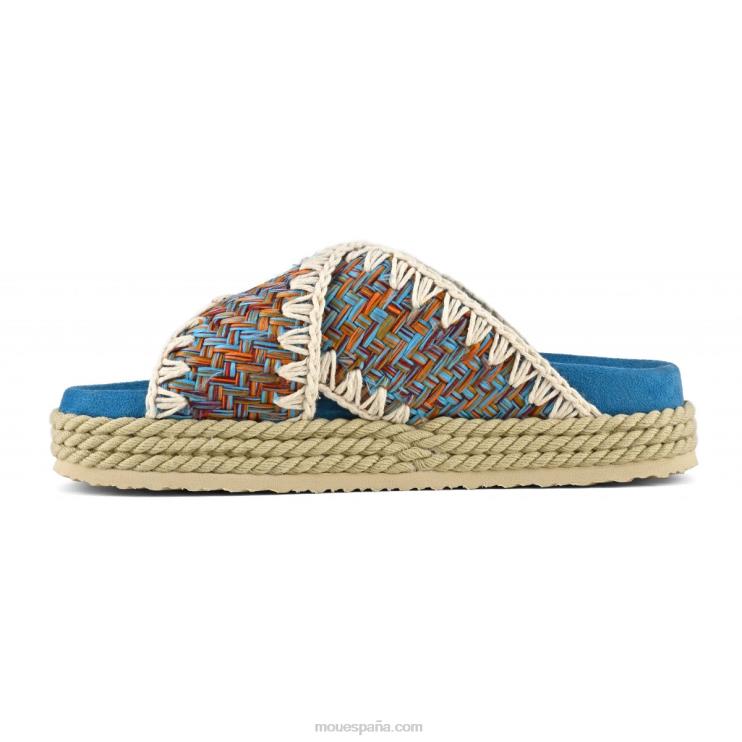 mujer cuerda bio sandalia textil criss cross Mou NN6RX129 multicolor