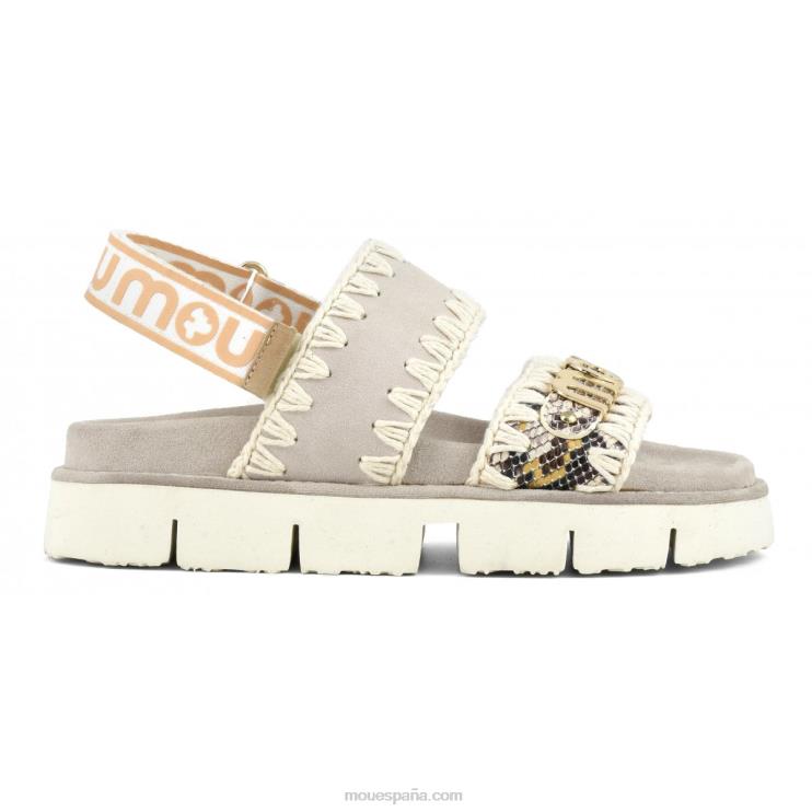 mujer nueva correa trasera de sandalia bio Mou NN6RX158 serpiente de roca