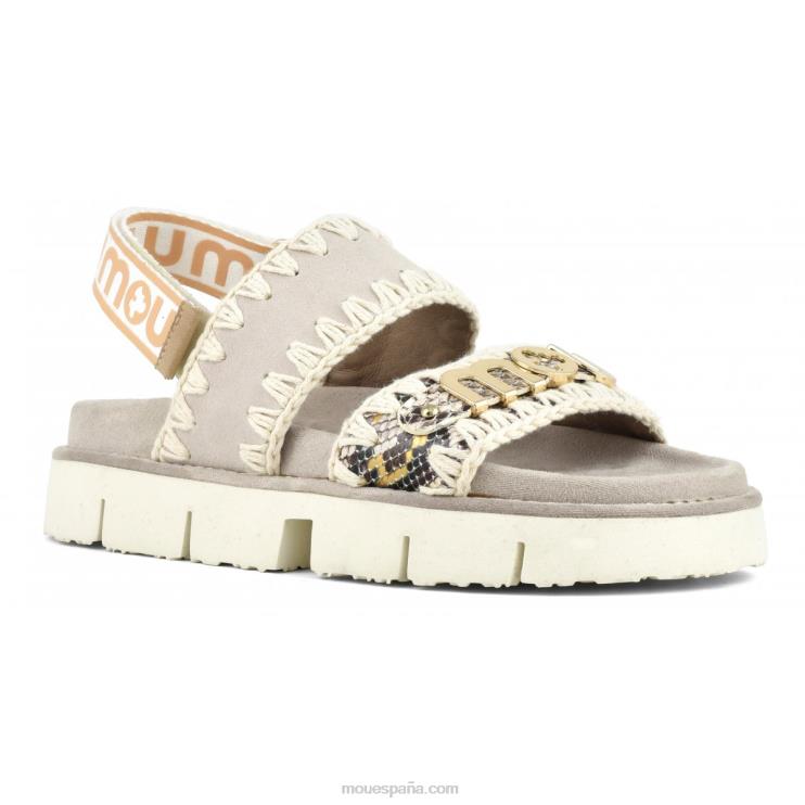 mujer nueva correa trasera de sandalia bio Mou NN6RX158 serpiente de roca