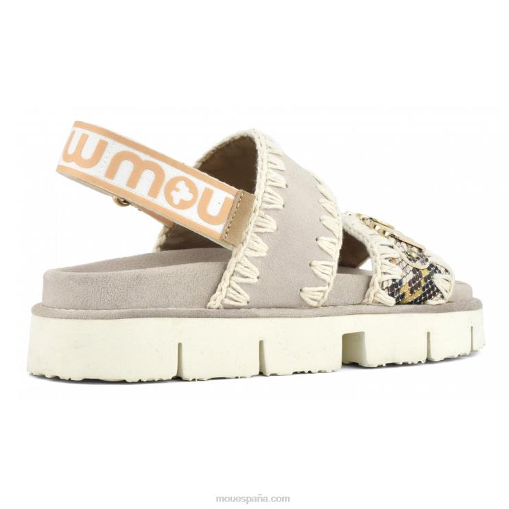 mujer nueva correa trasera de sandalia bio Mou NN6RX158 serpiente de roca