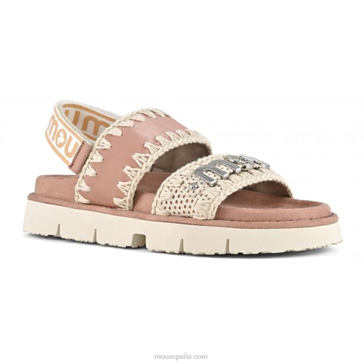 mujer nueva correa trasera de sandalia bio Mou NN6RX160 blanco/piel perforada beige rosa/plata beige rosa