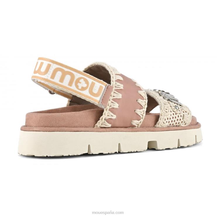 mujer nueva correa trasera de sandalia bio Mou NN6RX160 blanco/piel perforada beige rosa/plata beige rosa