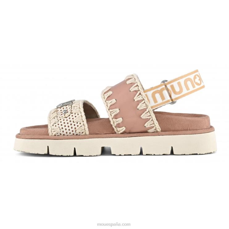 mujer nueva correa trasera de sandalia bio Mou NN6RX160 blanco/piel perforada beige rosa/plata beige rosa