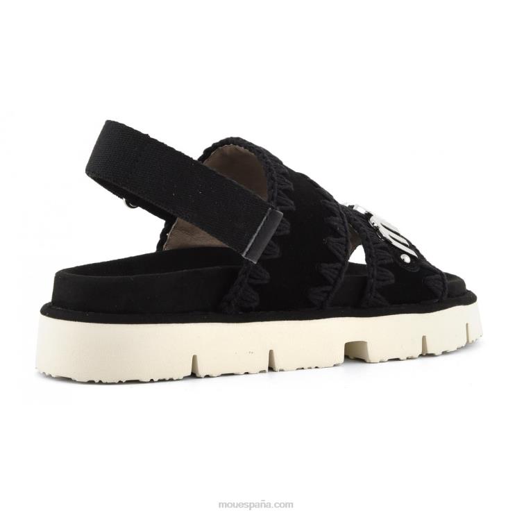 mujer nueva correa trasera de sandalia bio Mou NN6RX161 negro