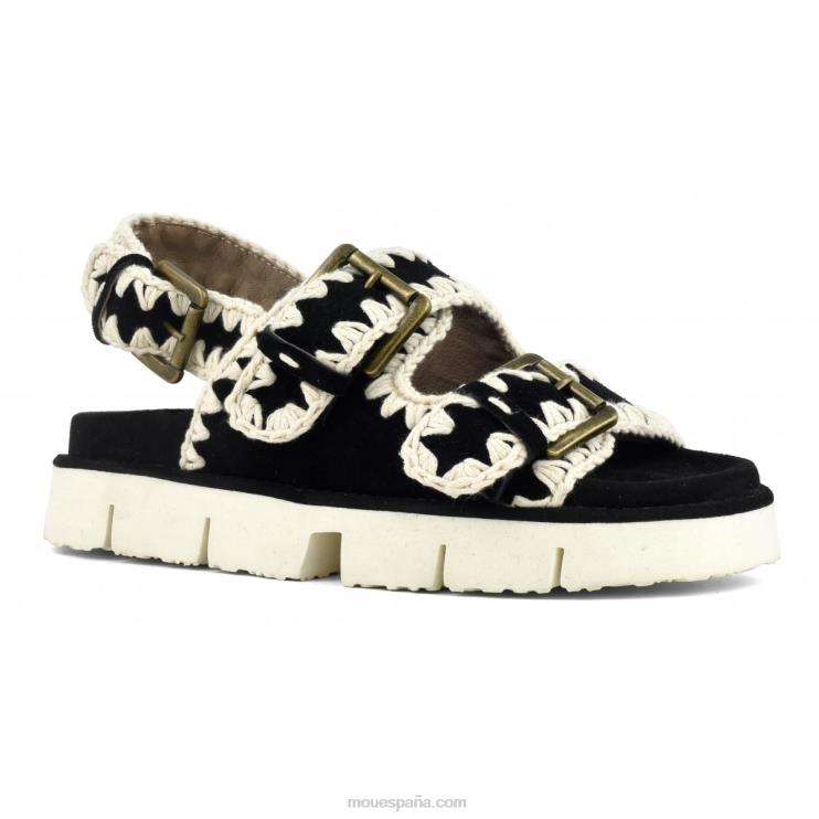 mujer nuevo bio con hebillas y correa trasera Mou NN6RX115 blanco negro