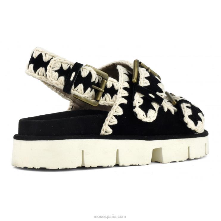 mujer nuevo bio con hebillas y correa trasera Mou NN6RX115 blanco negro