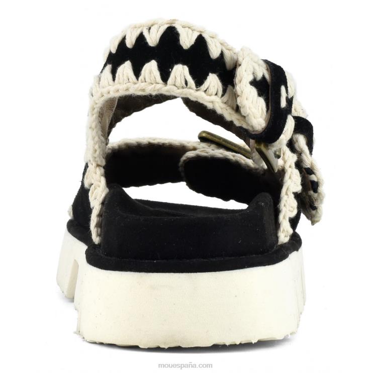 mujer nuevo bio con hebillas y correa trasera Mou NN6RX115 blanco negro