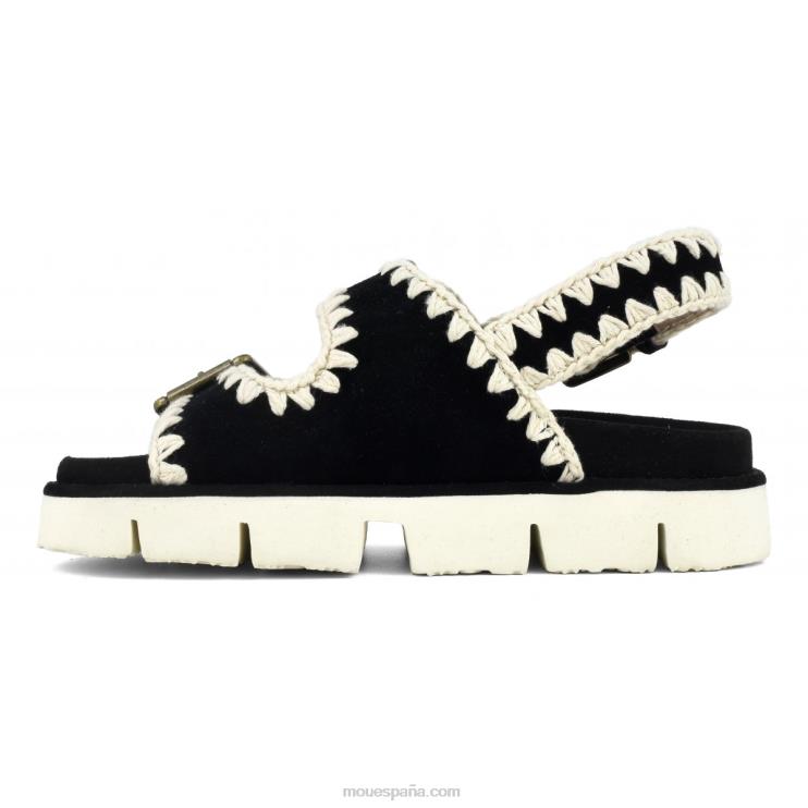 mujer nuevo bio con hebillas y correa trasera Mou NN6RX115 blanco negro