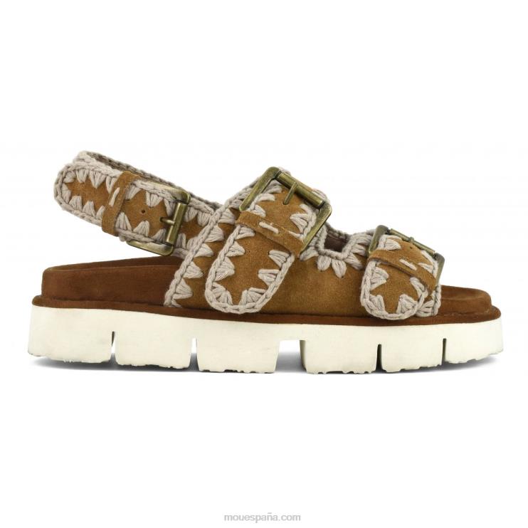 mujer nuevo bio con hebillas y correa trasera Mou NN6RX117 coñac