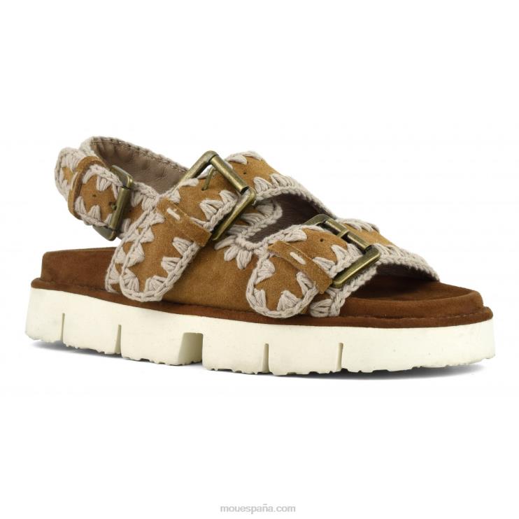 mujer nuevo bio con hebillas y correa trasera Mou NN6RX117 coñac