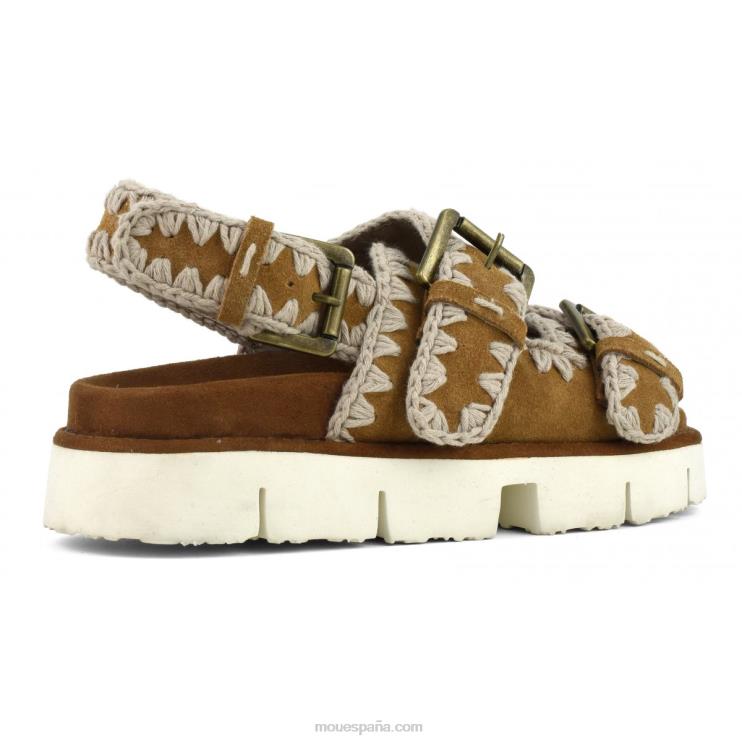 mujer nuevo bio con hebillas y correa trasera Mou NN6RX117 coñac