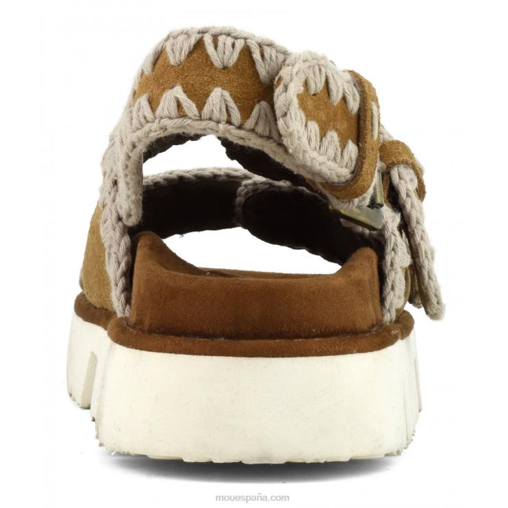 mujer nuevo bio con hebillas y correa trasera Mou NN6RX117 coñac