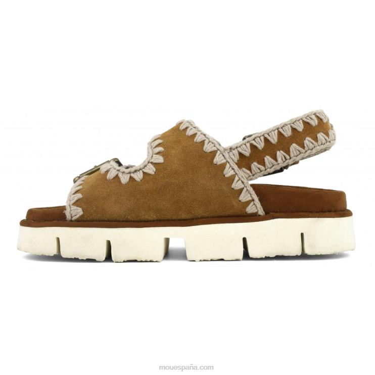 mujer nuevo bio con hebillas y correa trasera Mou NN6RX117 coñac